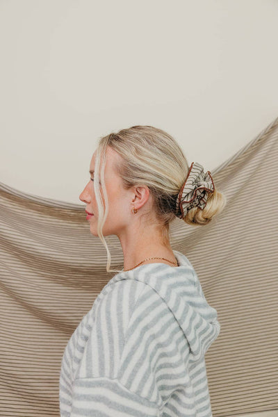 STRIPED CORSET SCRUNCHIE: PINK & MAROON