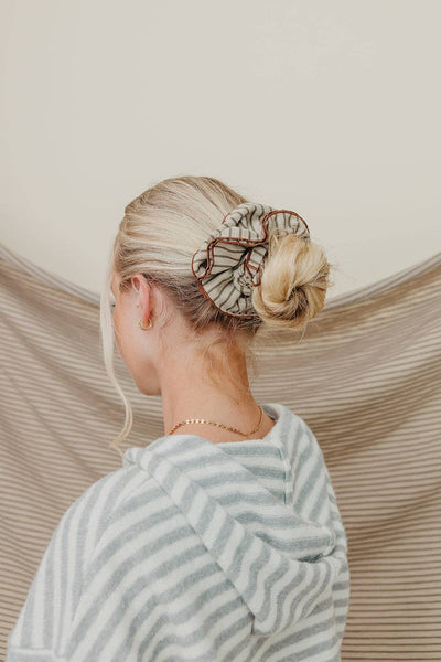 STRIPED CORSET SCRUNCHIE: PINK & MAROON