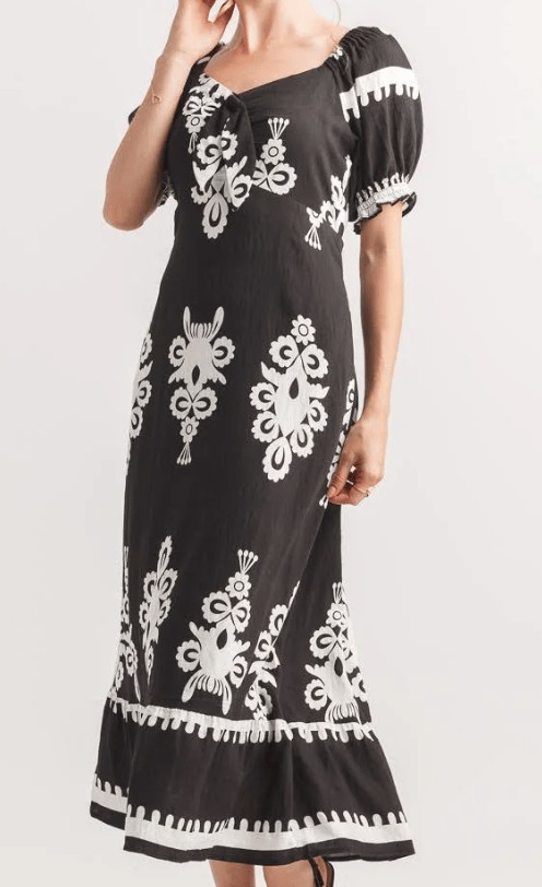 Black Boho Print Dress