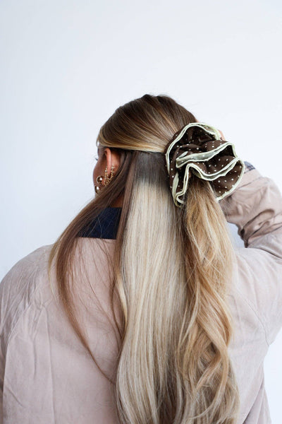 POLKA DOT CORSET SCRUNCHIE: CREAM & BROWN