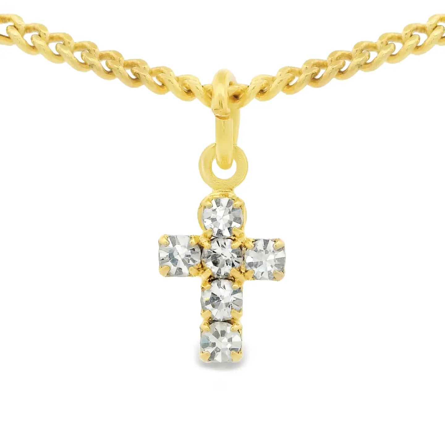 Single Mini Cross Necklace: Clear