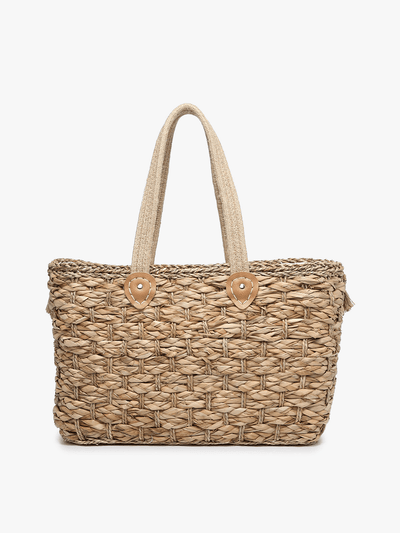 Marlee Seagrass Tote w/ Fringe & Woven Handles: Natural