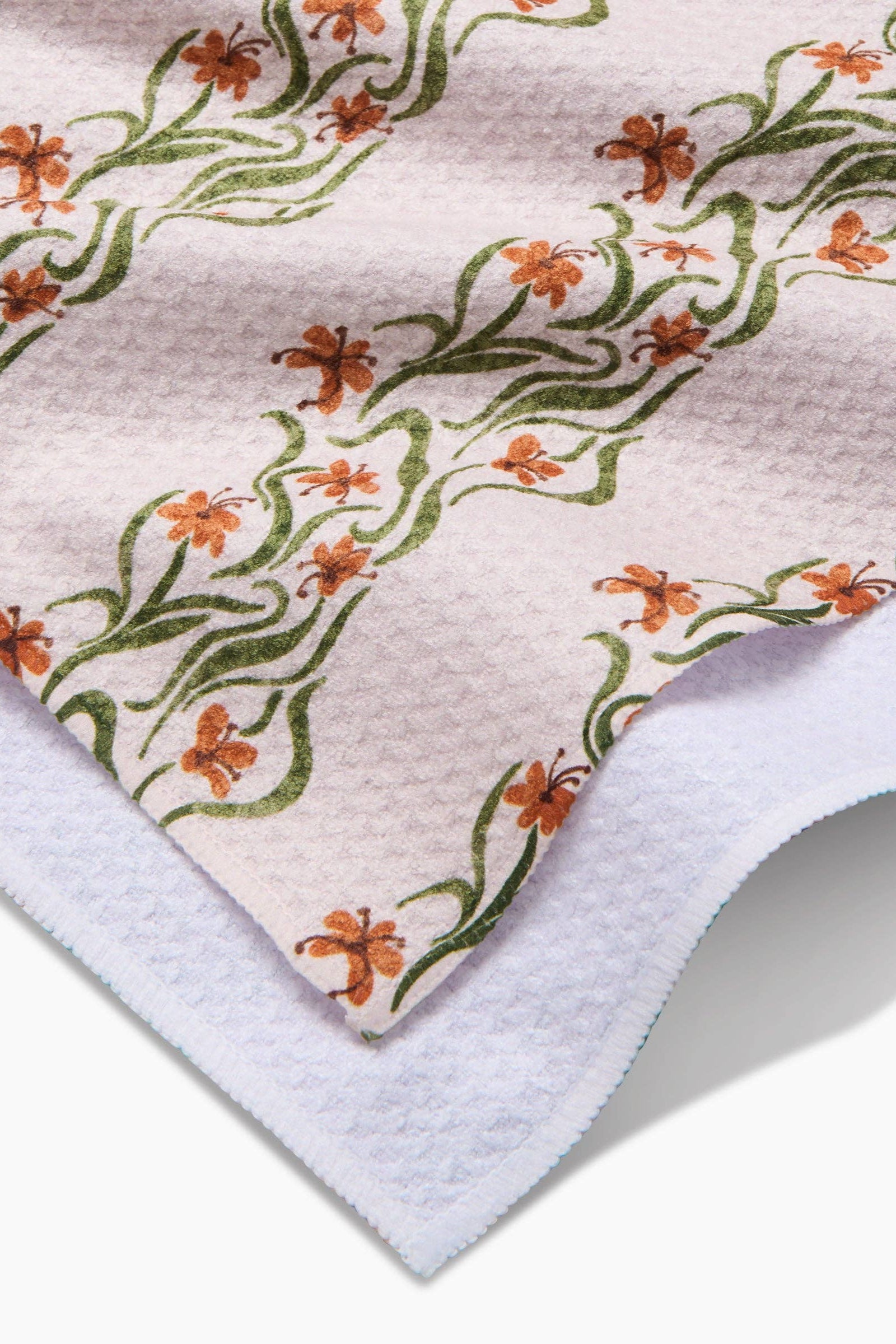 Floral Fall Stripe Tea Towel