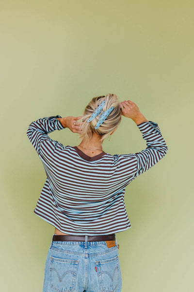 POLKA DOT & STRIPED OVERSIZED CLAWS: BROWN AND BLUE POLKA DOT