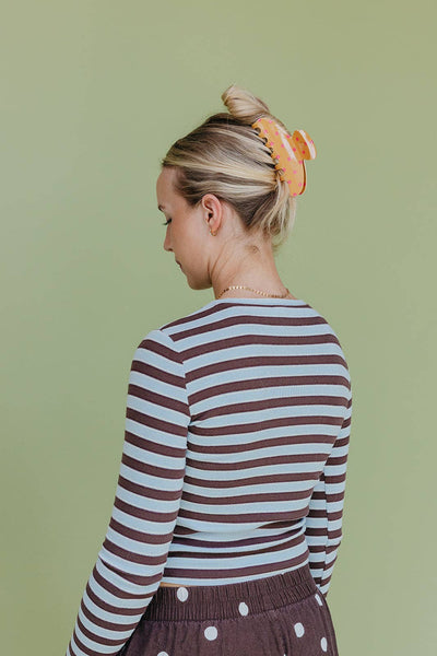 POLKA DOT & STRIPED OVERSIZED CLAWS: BROWN AND BLUE STRIPED