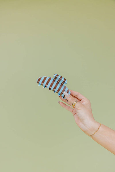 POLKA DOT & STRIPED OVERSIZED CLAWS: BROWN AND BLUE POLKA DOT