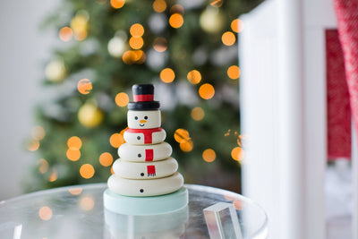 Wooden Snowman Stacking Toy Set, Holiday Baby Toddler Gift