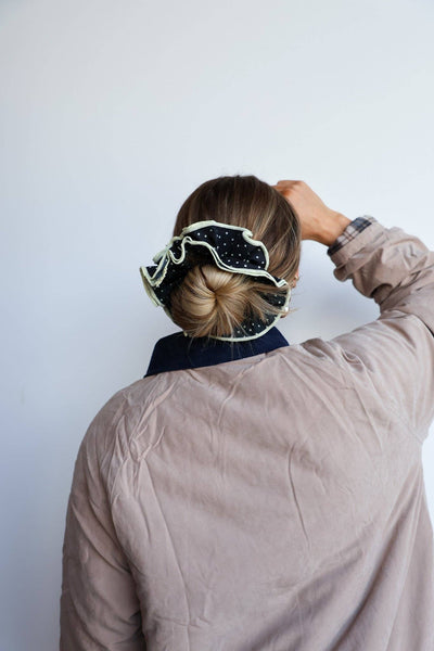 POLKA DOT CORSET SCRUNCHIE: CREAM & BROWN