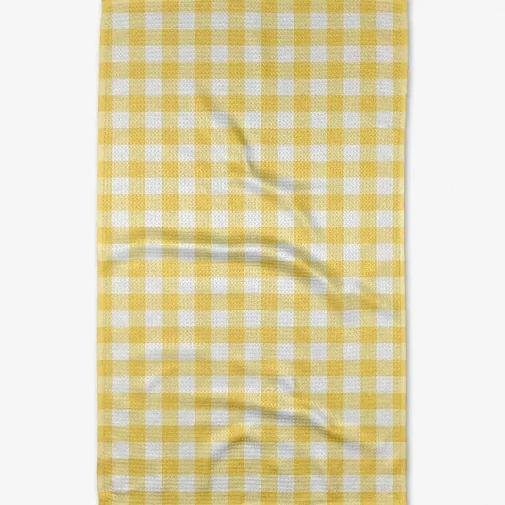 Geometry Lemon Gingham Tea Towel