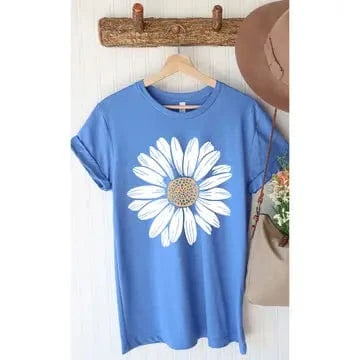 Royal Blue Daisy Flower Graphic Tee