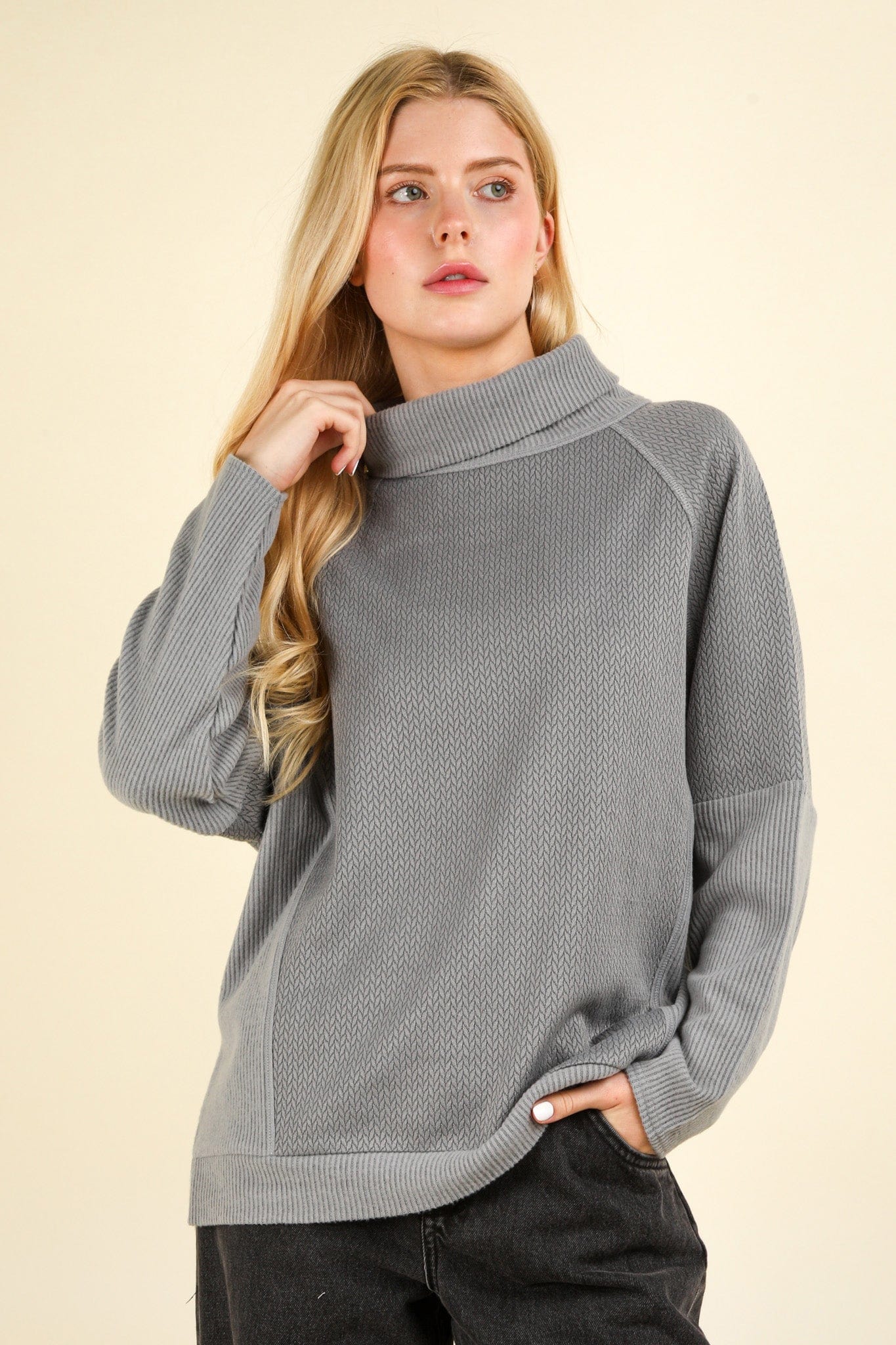 Charcoal Soft Knit Oversized Top
