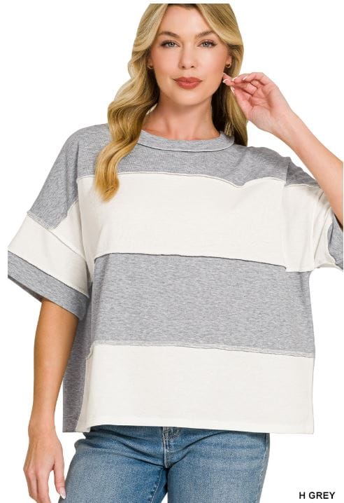 Heather Grey French Terry Color Block Top