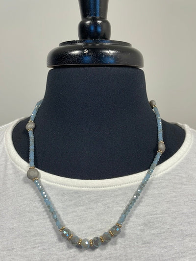 Dusty Blue Stone Sparkle Bracelet/Necklace Set