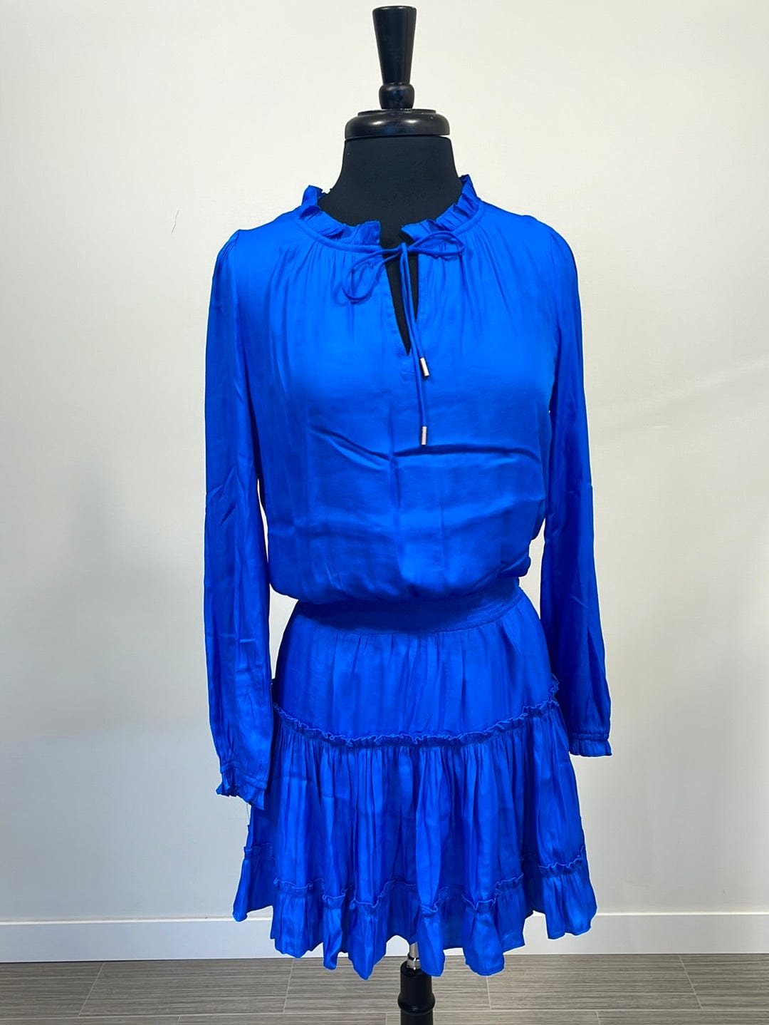 Vivid Blue Ruffle Mini Dress