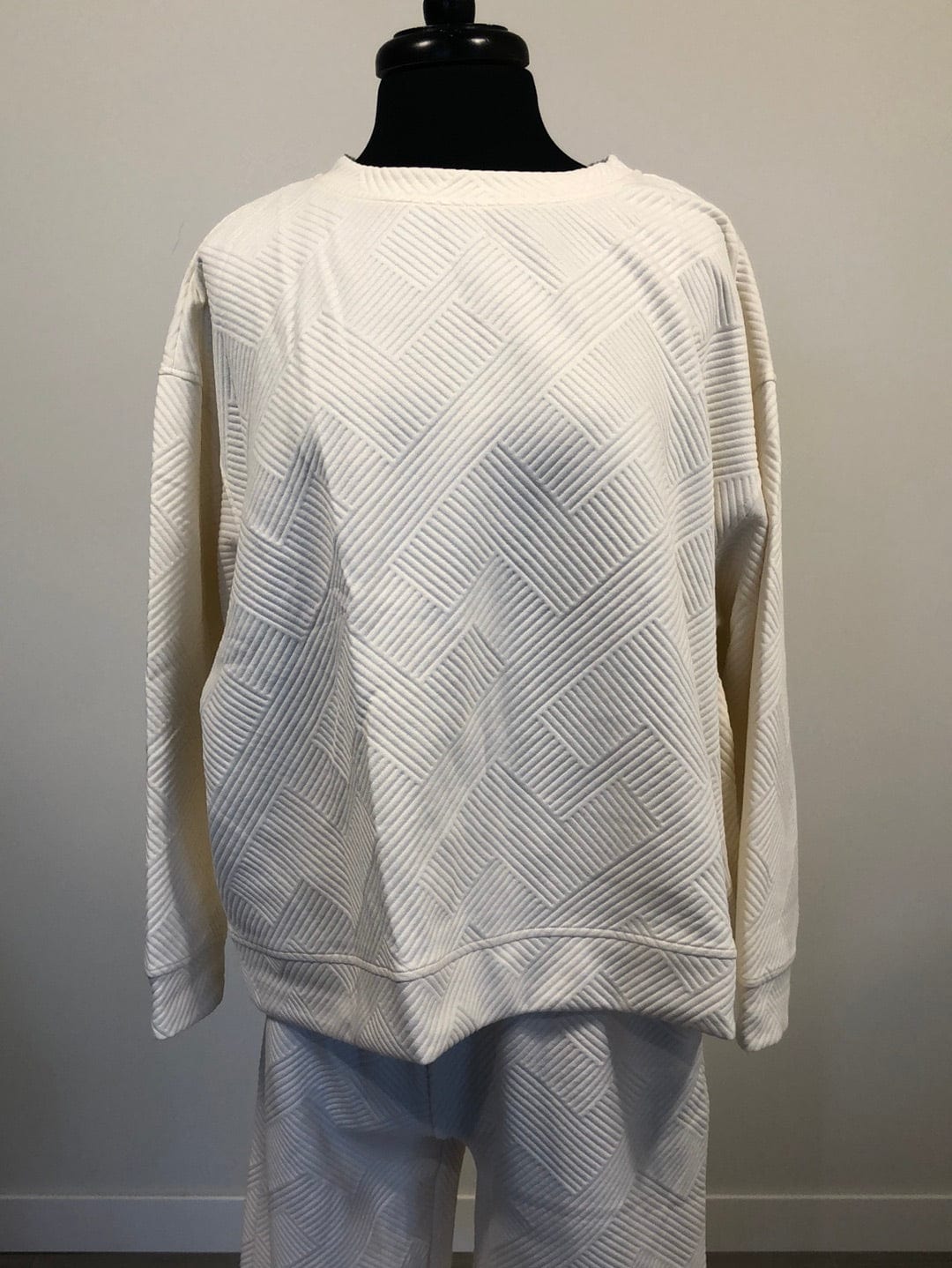 Ivory Textured Lounge Wear Top