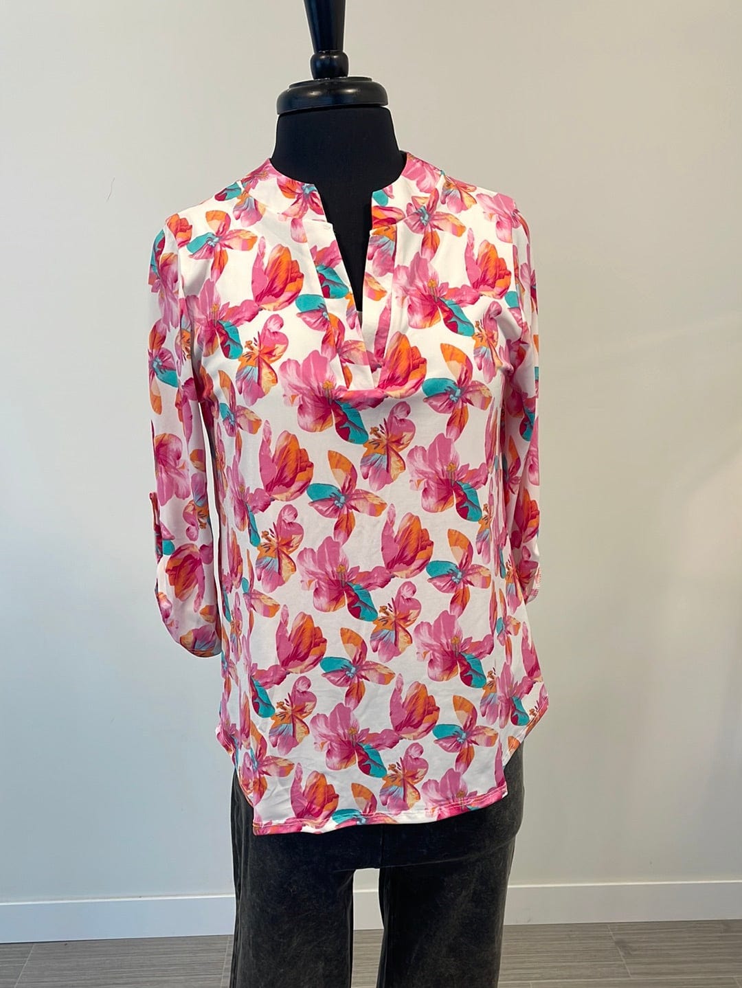 Fuchsia Butterfly Floral Gabby Top