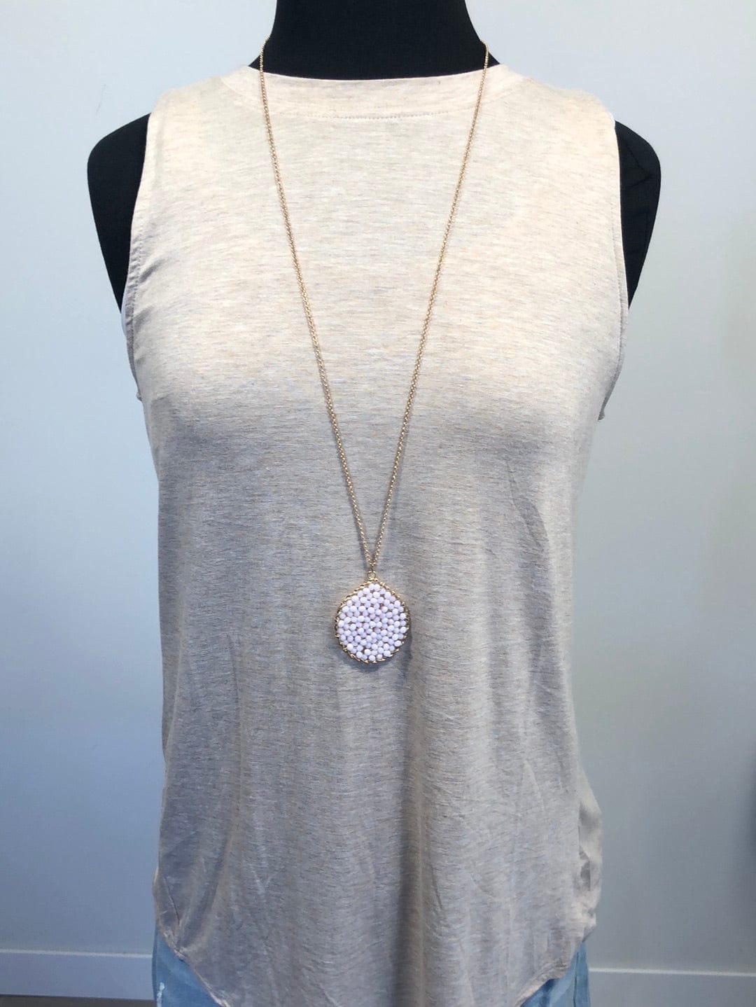 Pink Beaded Pendant Necklace