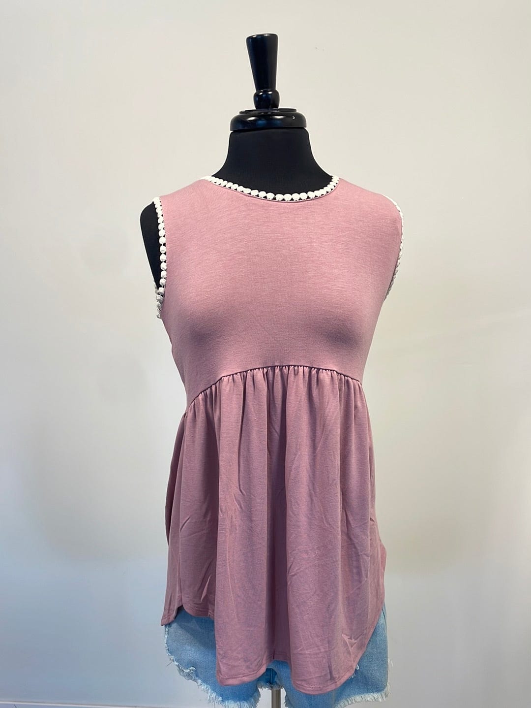 Light Rose Empire Shirring Tank
