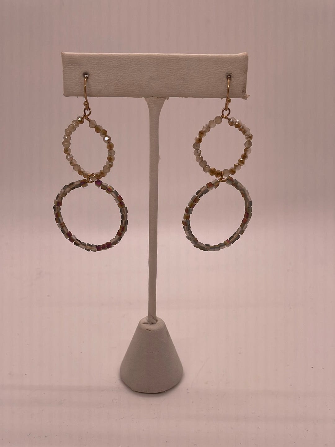 Gray Interlocking Beaded Earring