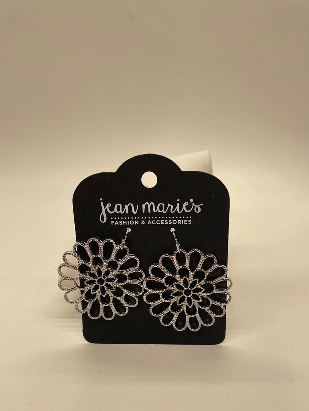 Silver Flower Disc Earring