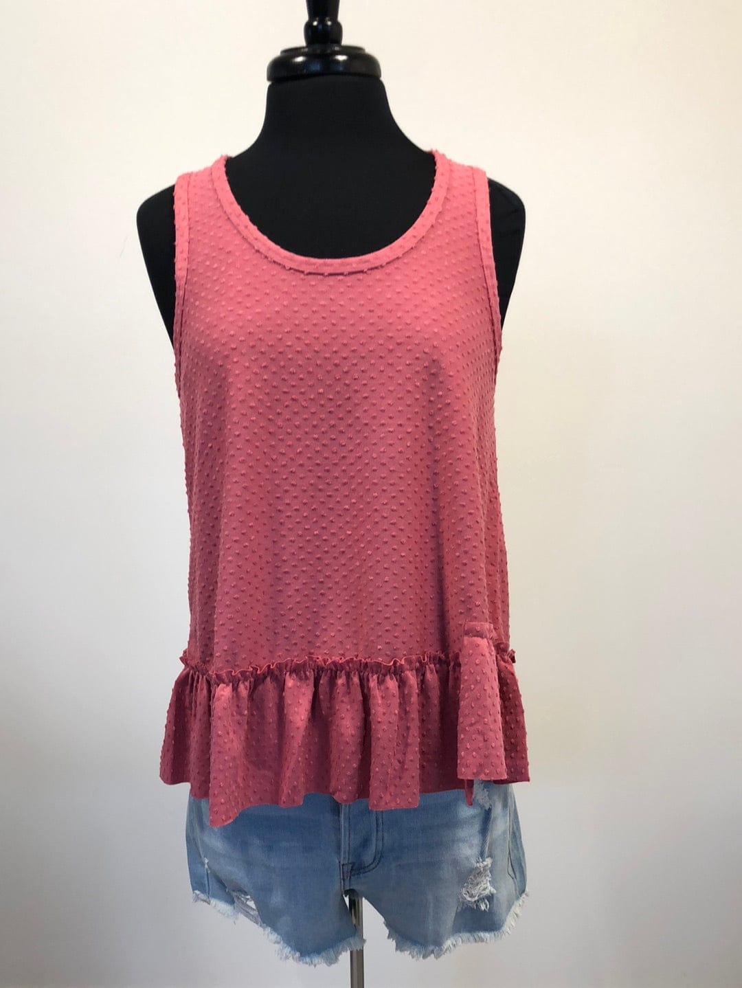 Mauve Swiss Dot Flowy Tank