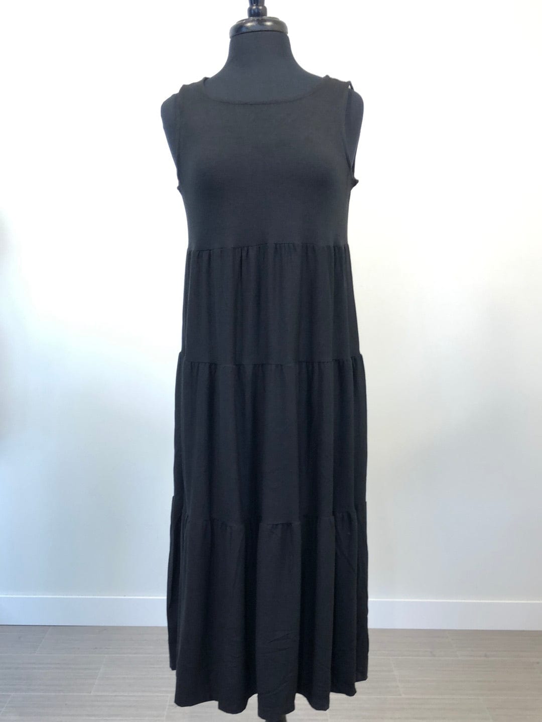 Black Tiered Midi Dress