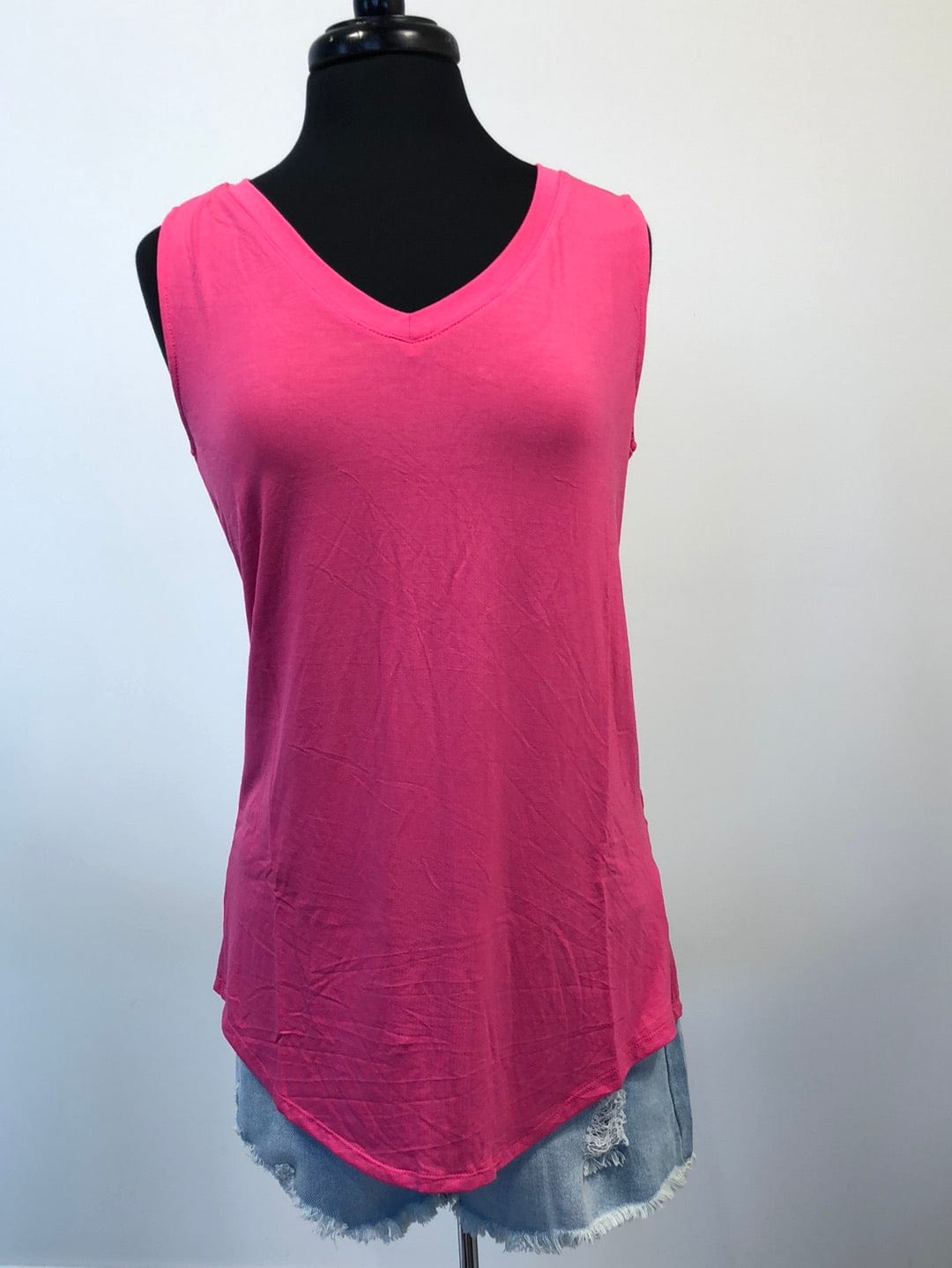 Fuchsia Luxe V-neck Sleeveless Top