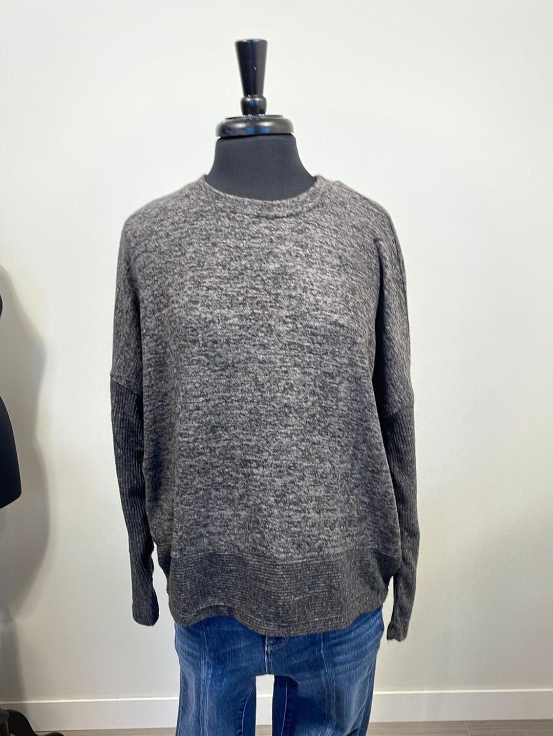 Black Melange Hacci Dolman Swtr
