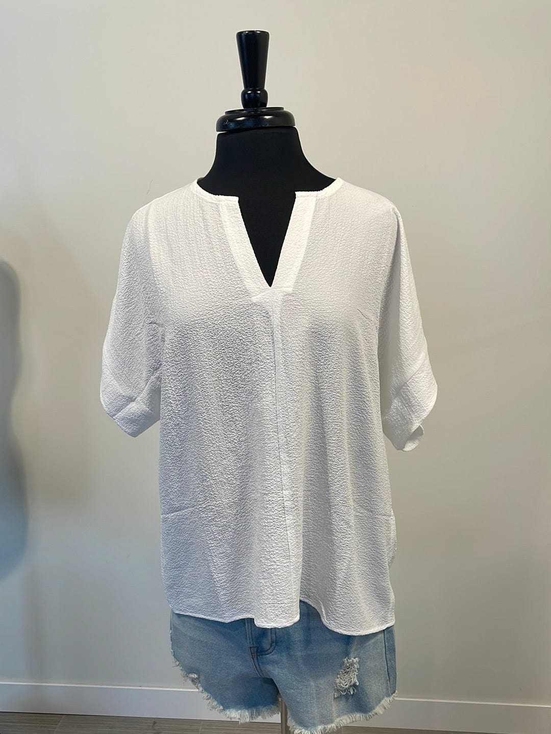 Off White Crinkle Breezy Blouse