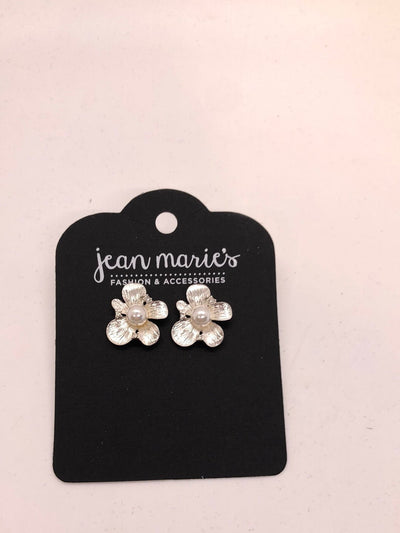 Silver Pearl Flower Earring