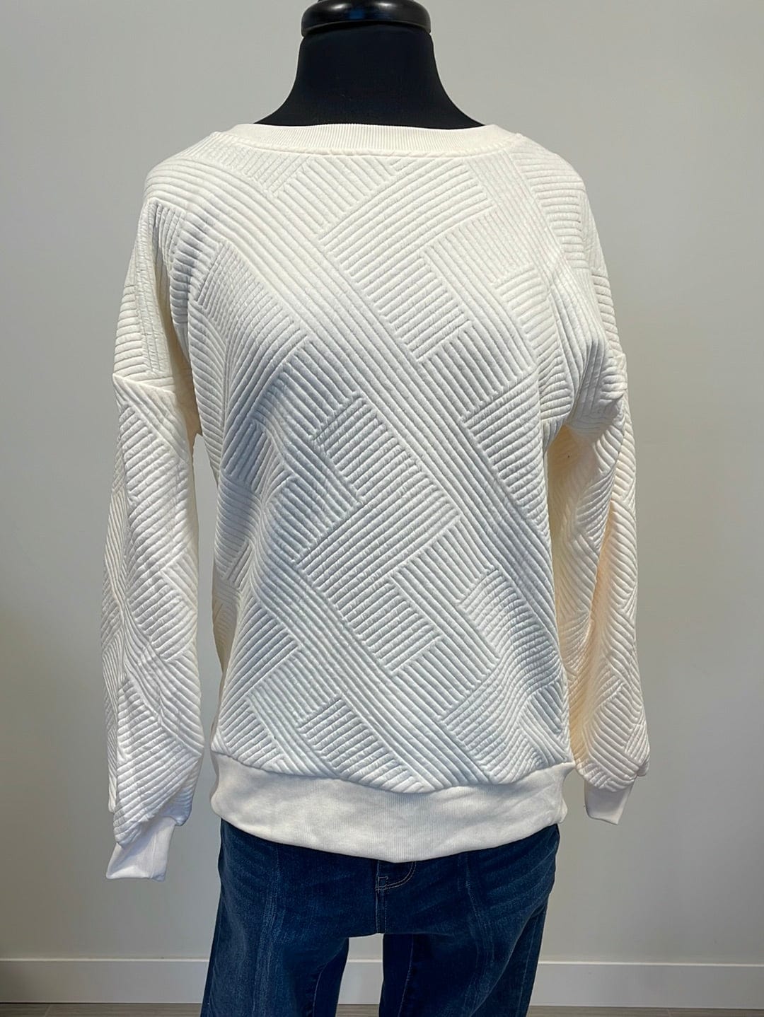 Cream Texture Knit Top
