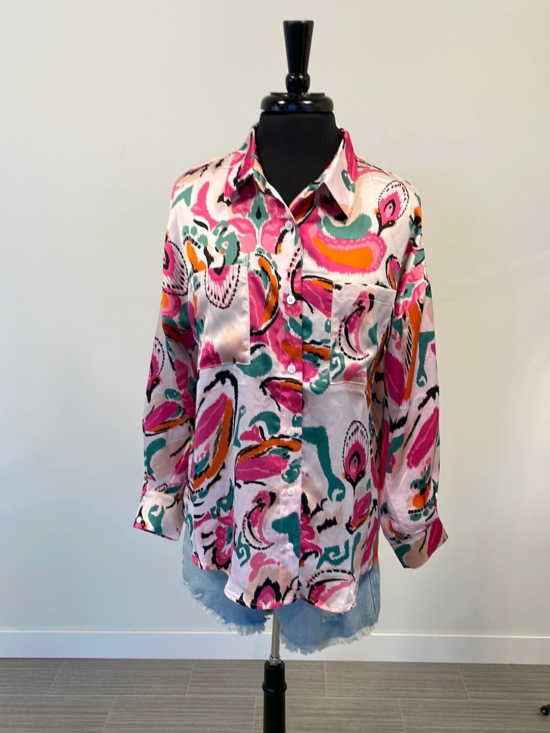 Orange & Magenta Paisley Button Down