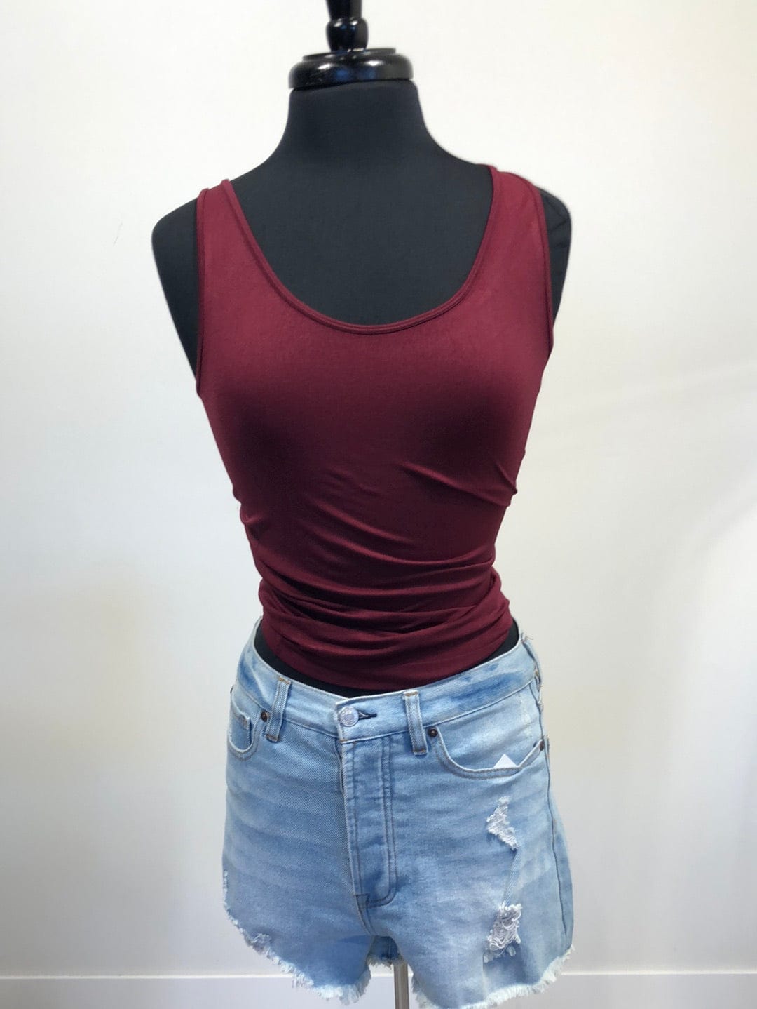 Burgundy Scoop Neck Seamless Tank