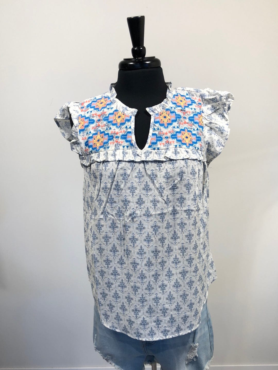 Light Olive Floral Embroidered Blouse