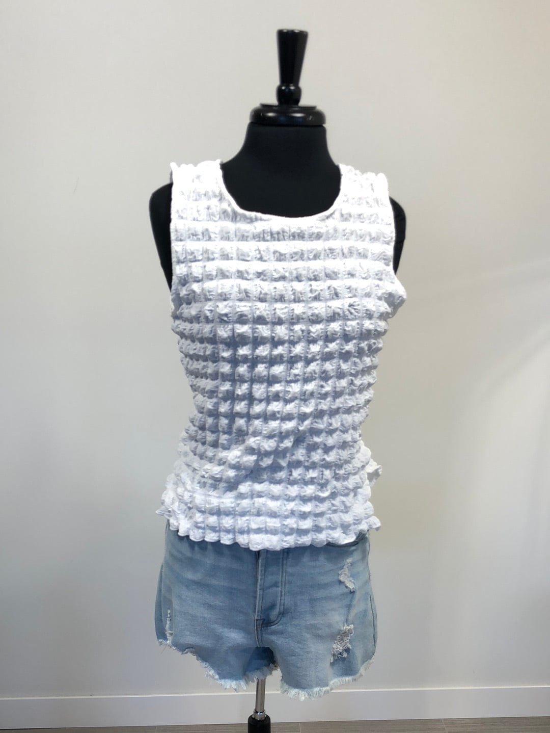 Ivory Square Texture Sleeveless Top