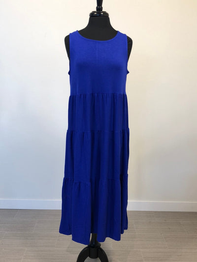 Bright Blue Tiered Midi Dress