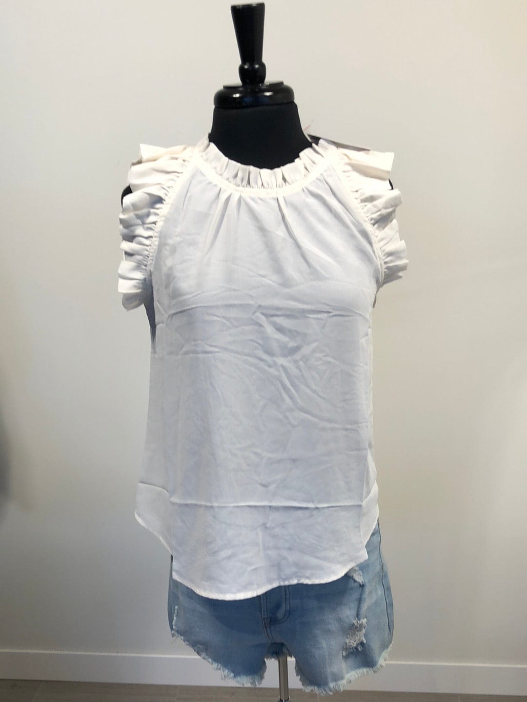 Ivory Folded Ruffle Sleeve Top