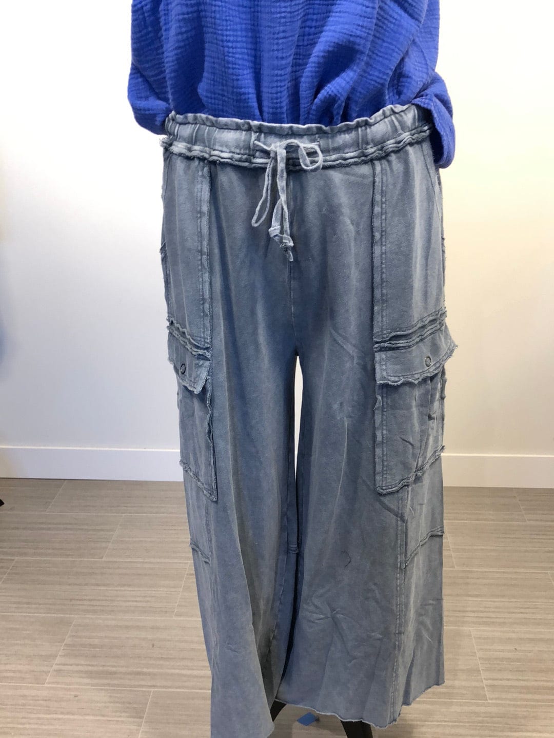 Faded Navy Cargo Knit Pant