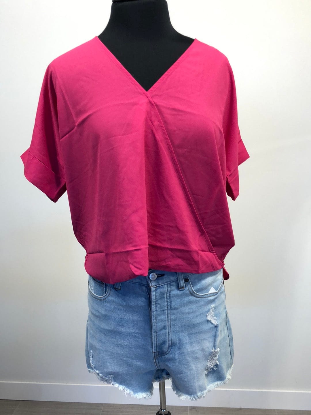 Hot Pink Cross Front Blouse