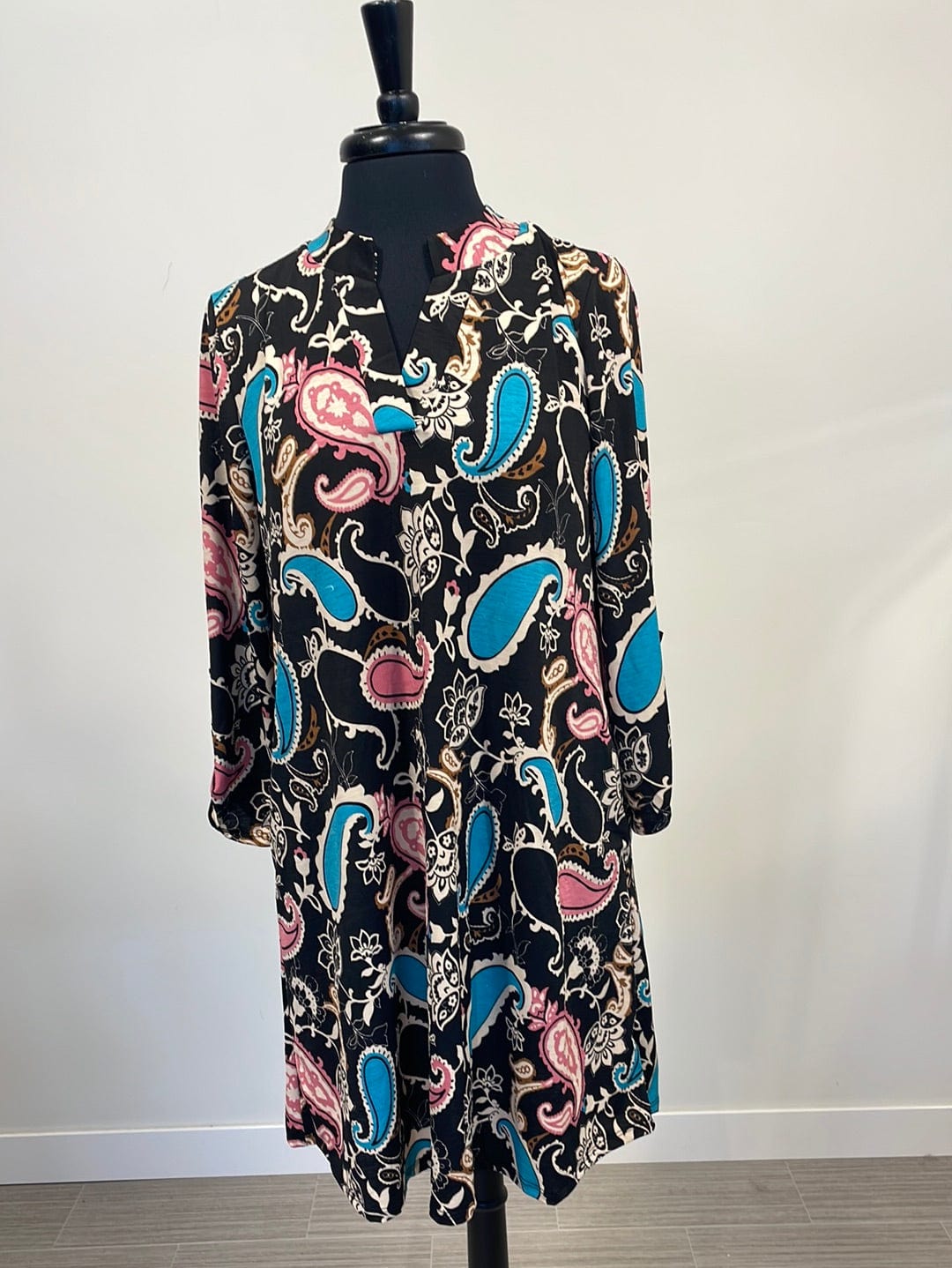 Black Dress W/ Colorful Paisley