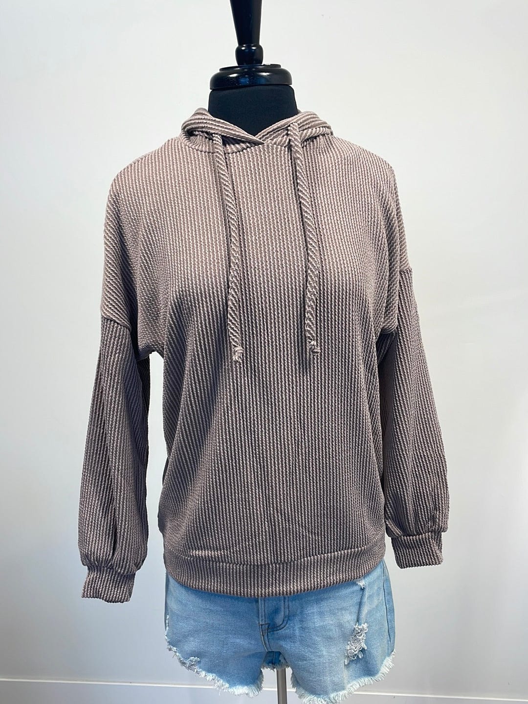 Cocoa Textured Hoodie Top