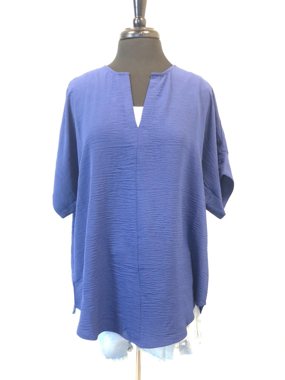 Navy Breezy V-Neck Blouse