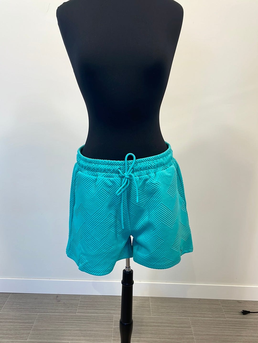 Turquoise Textured Soft Shorts
