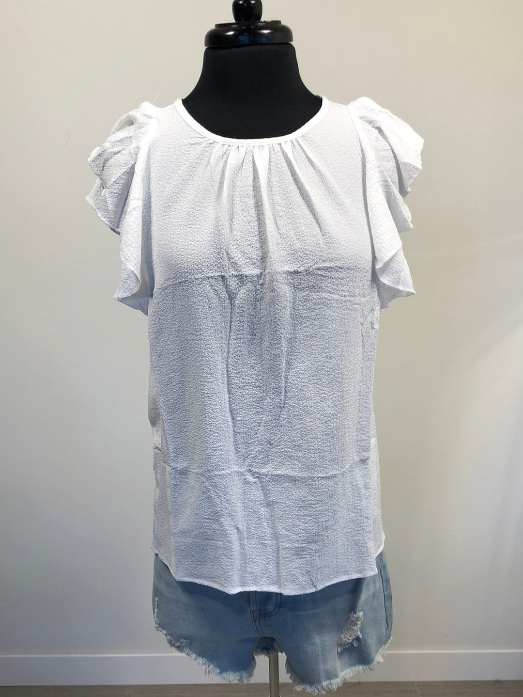 Off White Breezy Flutter Sleeve Top