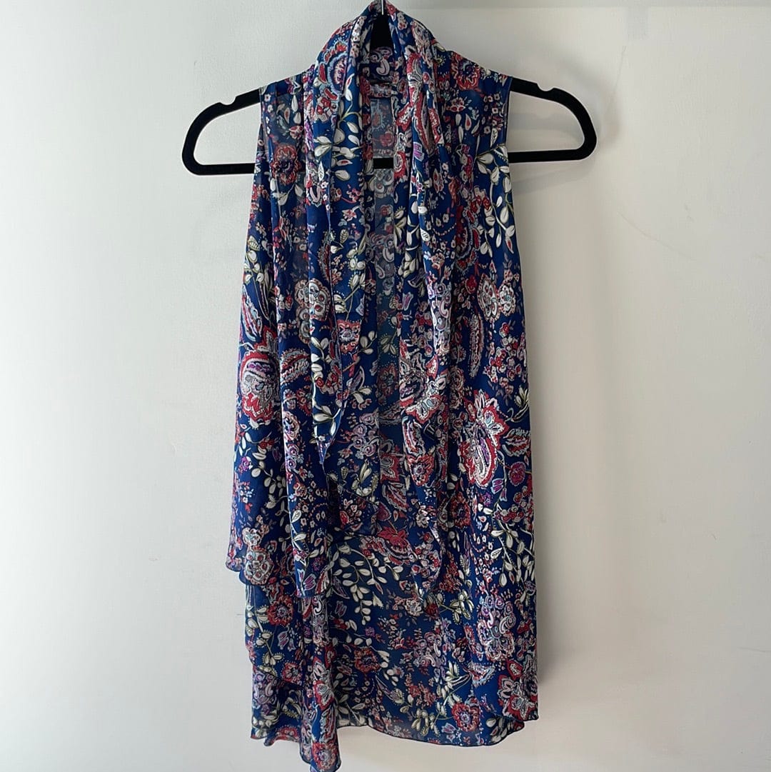 Navy Floral & Paisley Sheer Vest