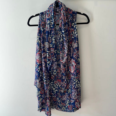 Navy Floral & Paisley Sheer Vest