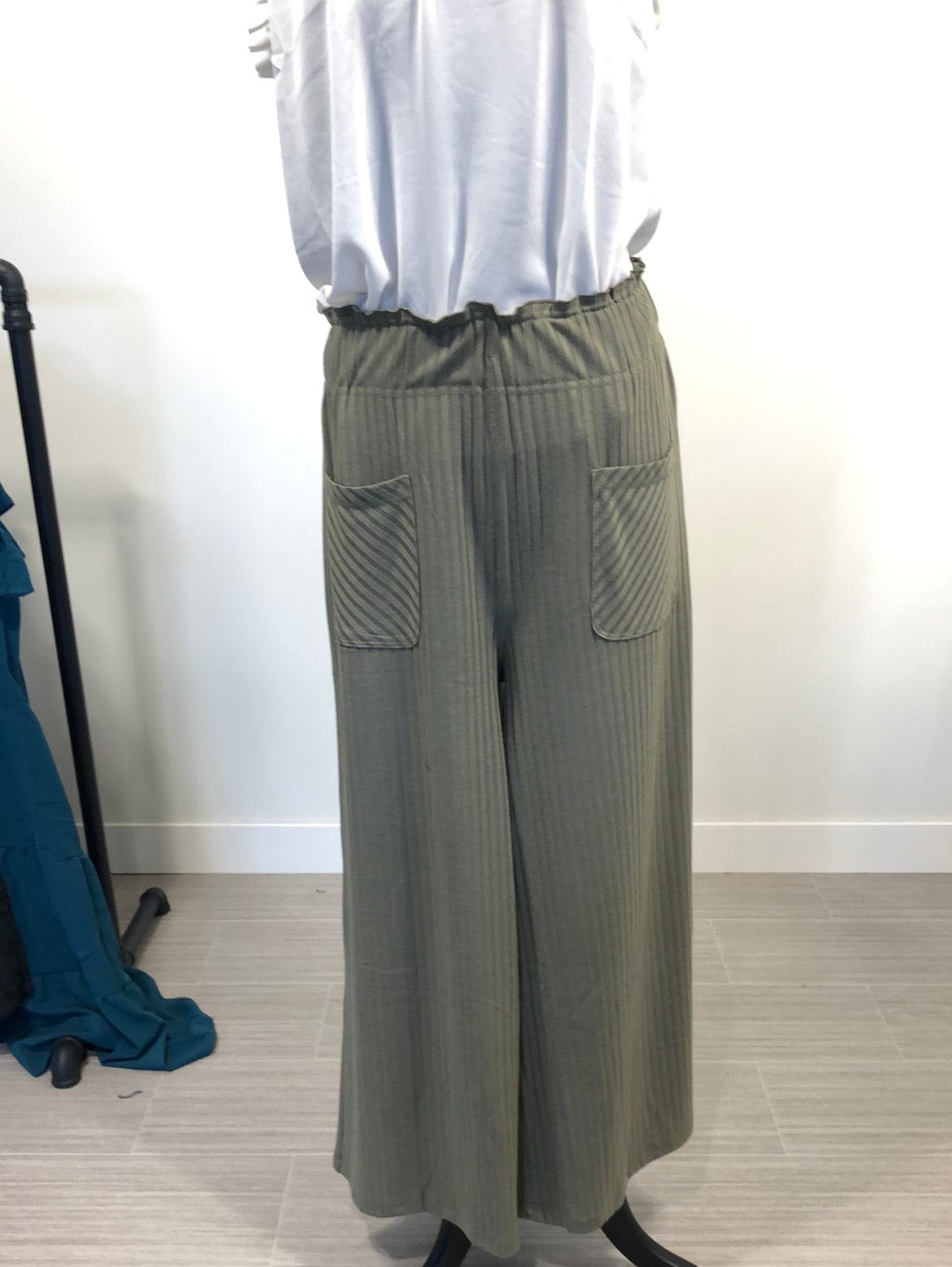 Olive Textured Stripe Pant