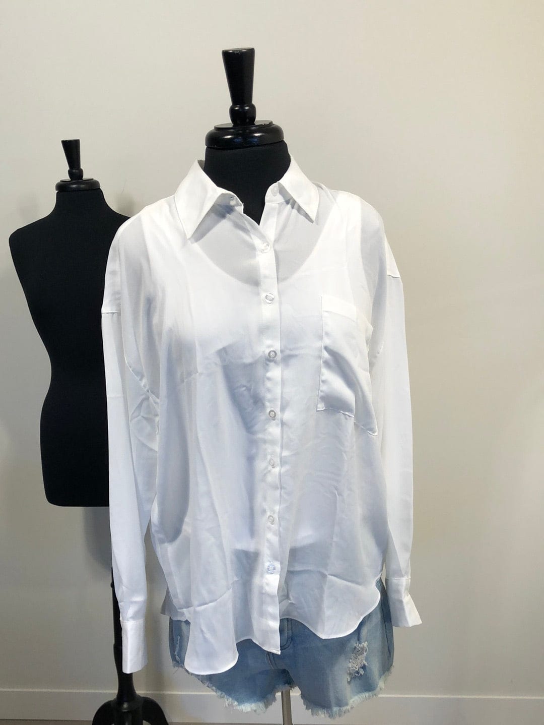 White Lightweight Button Down Top