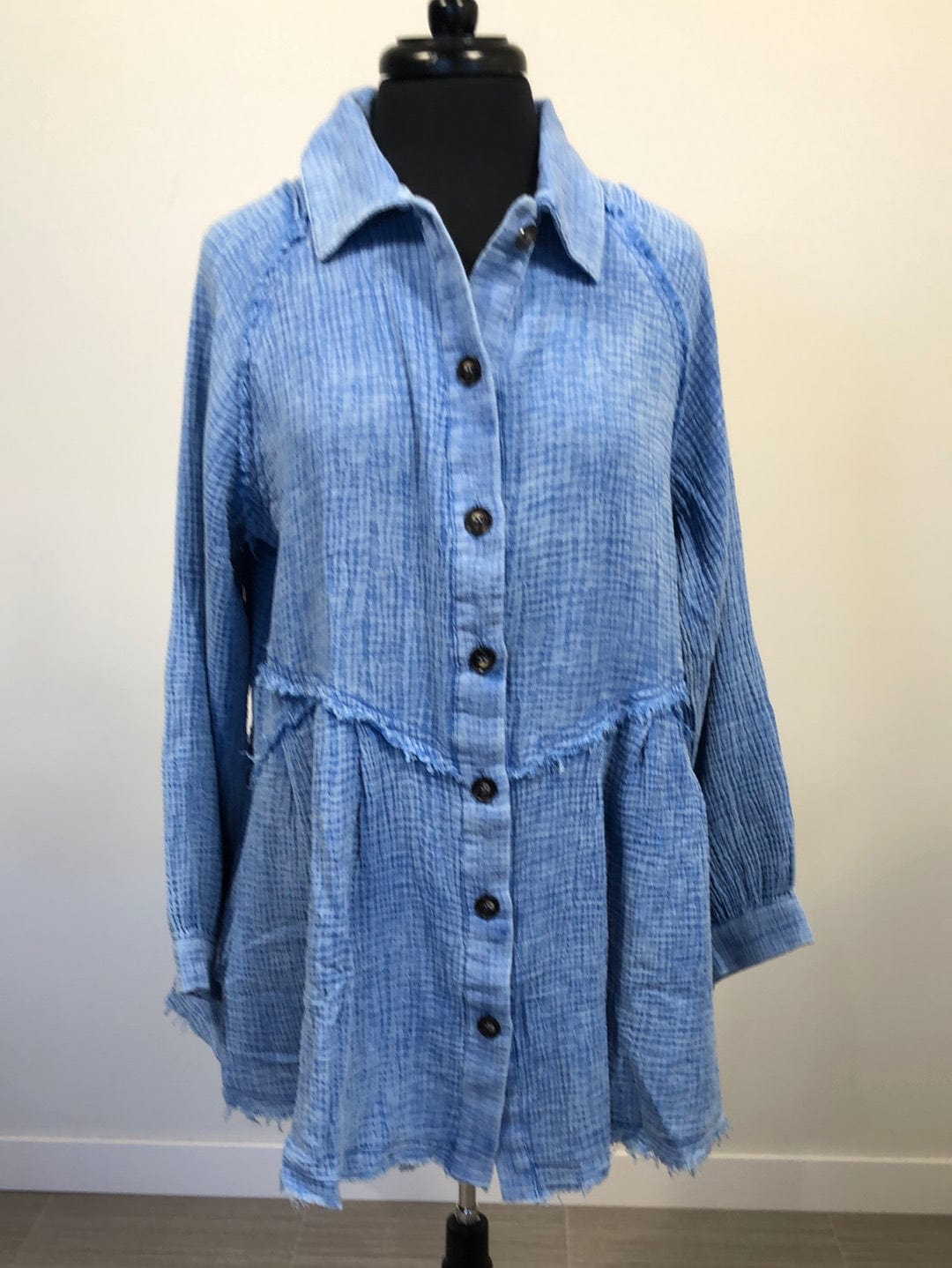 Button Down Denim Washed Top