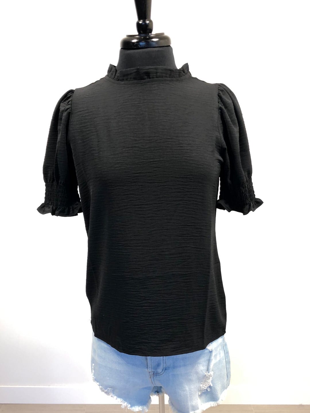 Black Breezy Puff Sleeve Top